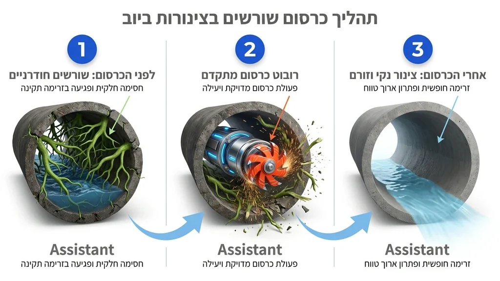 נוצר על ידי מודל בינה מלאכותית Gemini Pro רובוט מקצועי עבור כרסום שורשים בביוב