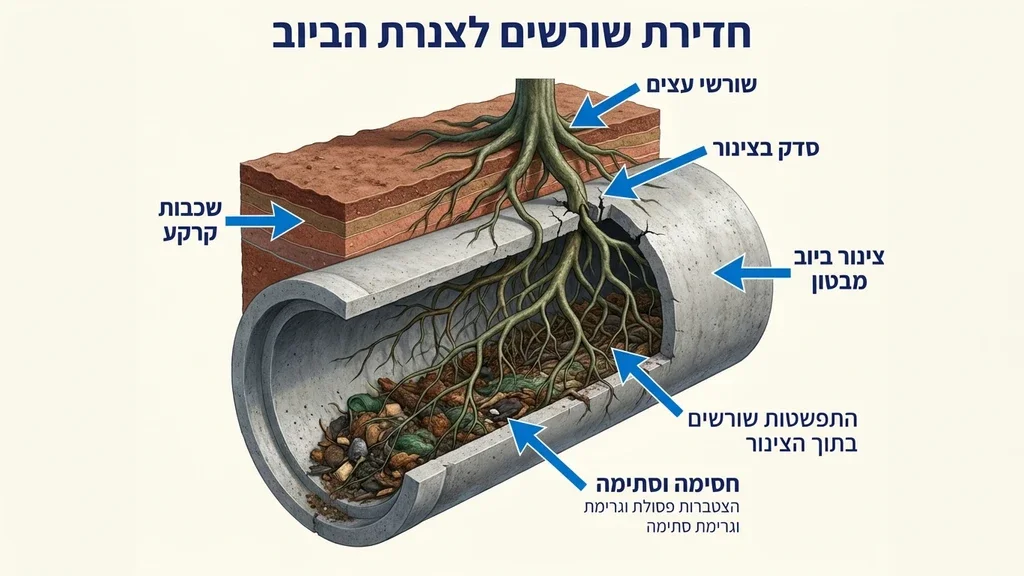 נוצר על ידי מודל בינה מלאכותית Gemini Pro שורשים שחדרו לצנרת ביוב וגרמו לסתימה